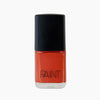 A bottle of Coral Sunset nail polish by Paint Nail Lacquer against a white backdrop, this shade is a bright warm orange colour 